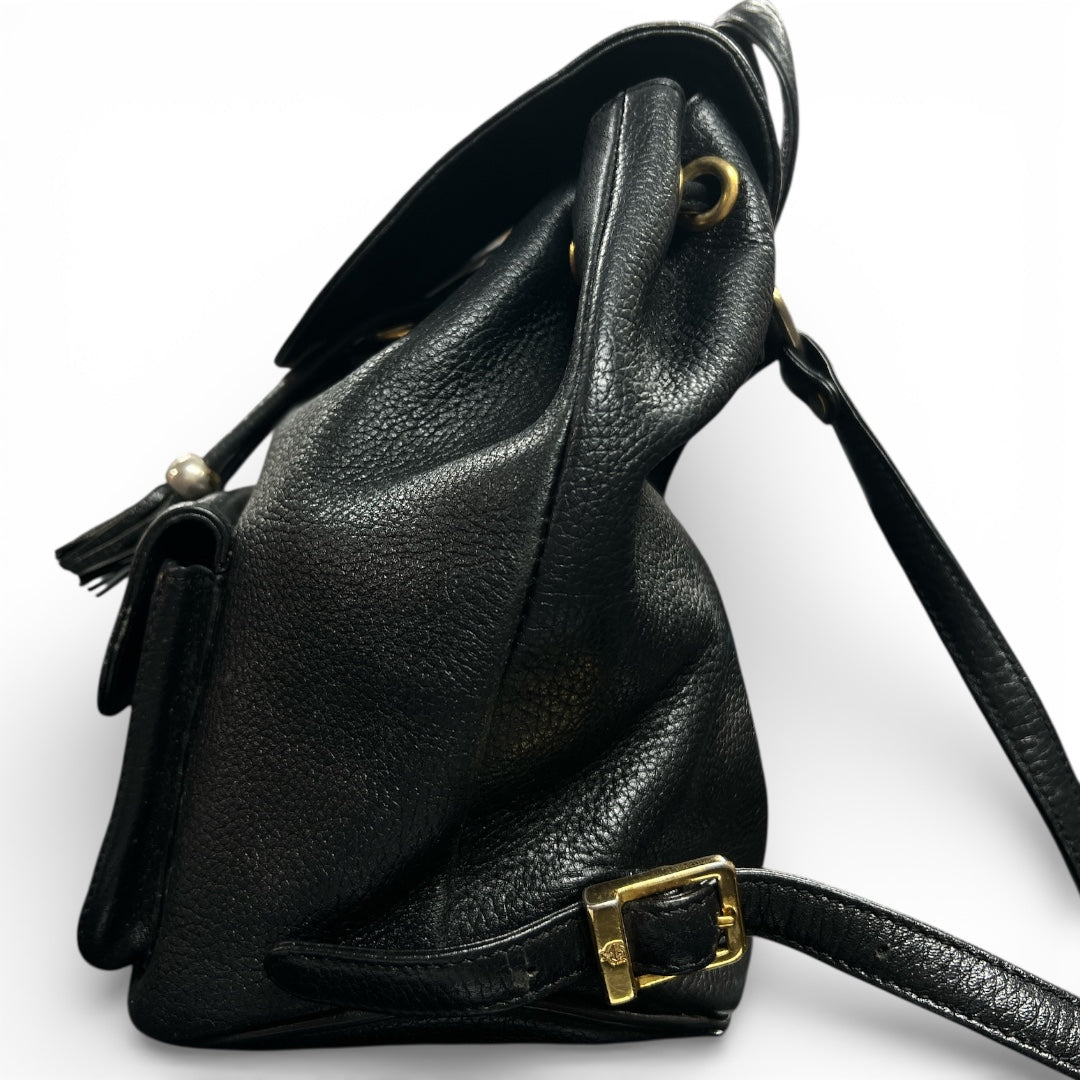 MCM Black Leather Backpack MC179