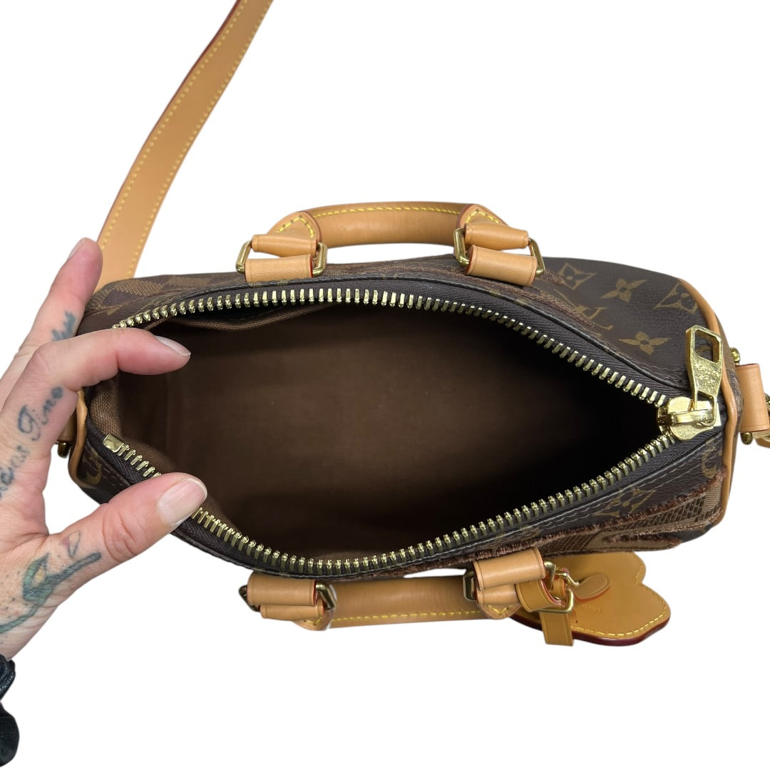 LOUIS VUITTON Monogram x Damier Giant Keepall XS Nigo Duffle Bag Brown Gold Hardware LO2327