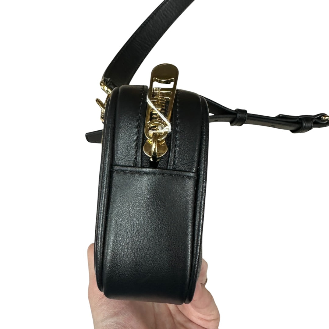 FENDI x VERSACE FENDACE Smooth Leather Camera Crossbody Bag Black Gold Hardware FE379