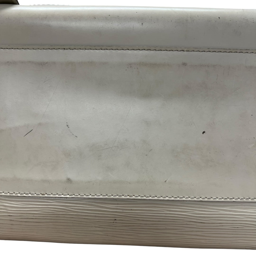 LOUIS VUITTON Epi Leather Montaigne GM Bowling Bag White Gold Hardware LO521