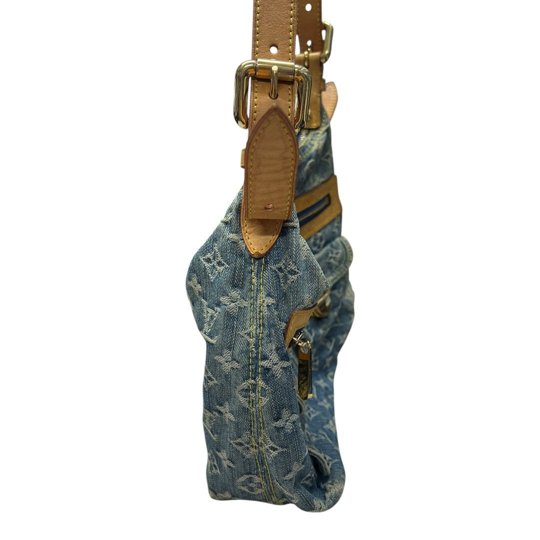 LOUIS VUITTON Monogram Denim Monogram Denim Daily Bag Shoulder Bag Blue, Tan, Yellow Gold Hardware LO2369