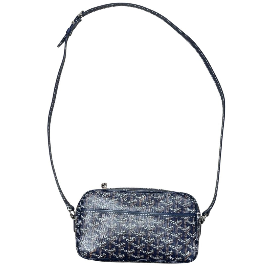 GOYARD Goyardine Canvas Camera Bag Crossbody Bag Navy Blue Silver