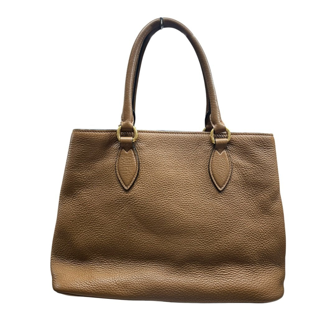 PRADA Vitello Daino Vitello Daino Leather Tote Handbag Brown Gold Hardware PR212