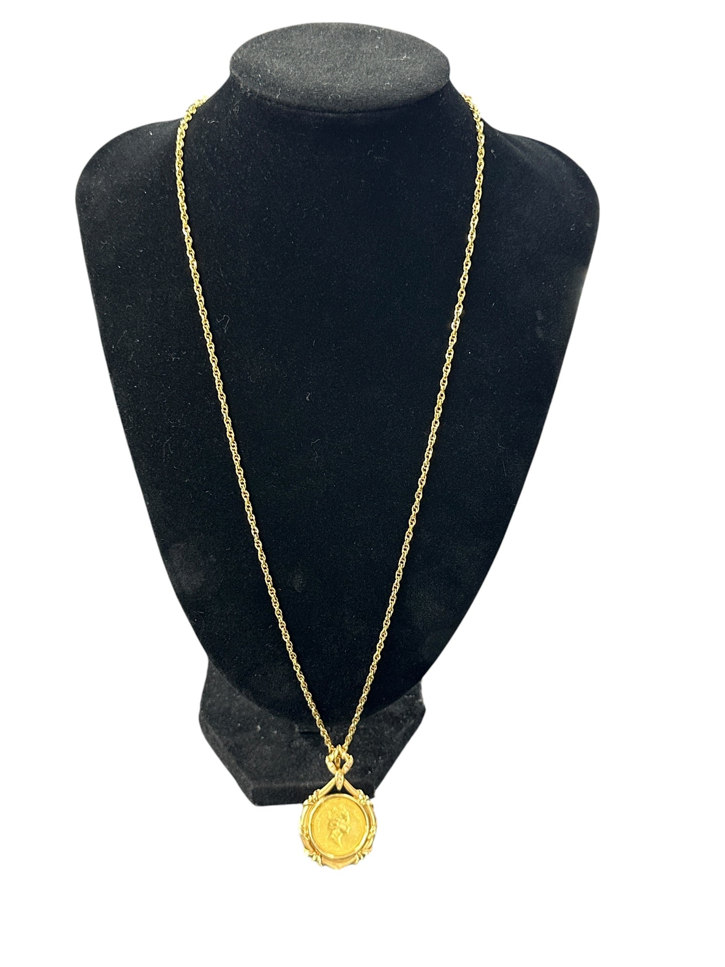 UNBRANDED Accessory K24 Coin K18 Frame Pendant Necklace 20.9g je61