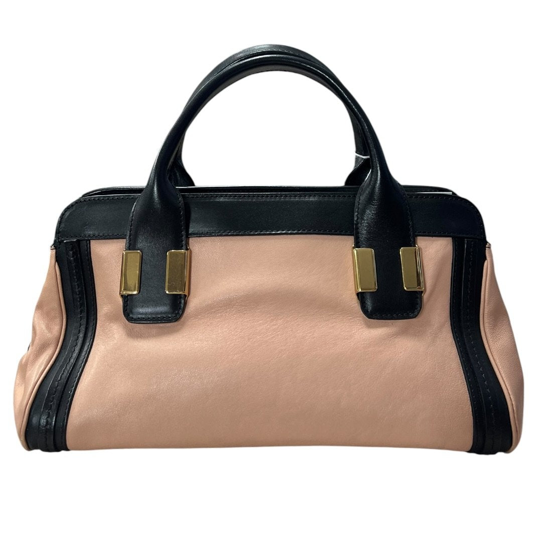 CHLOÉ Calfskin Baylee Handbag Black and Blush Pink Gold Hardware Ch2211