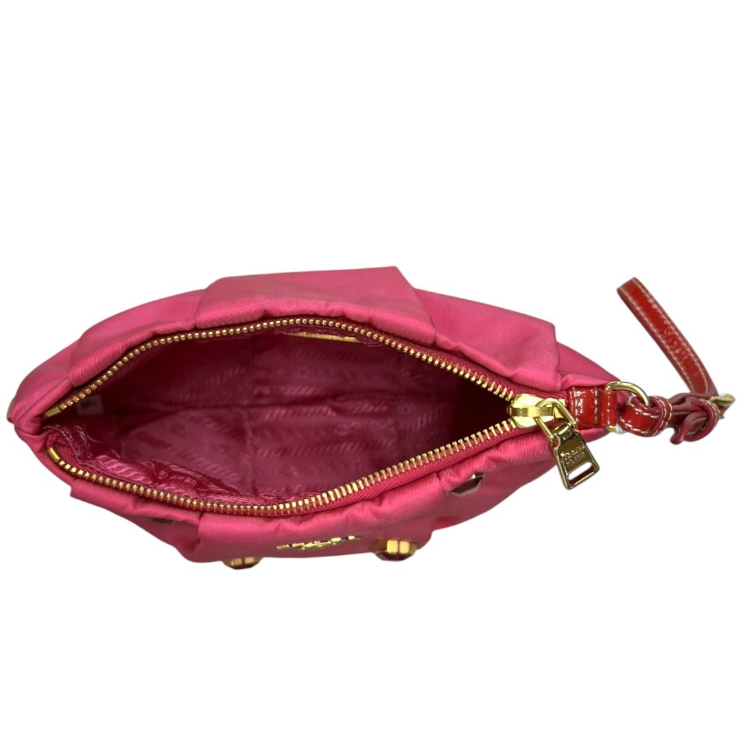 PRADA Tessuto Tessuto Bijoux Wristlet Wristlet Pink Gold Hardware TK71
