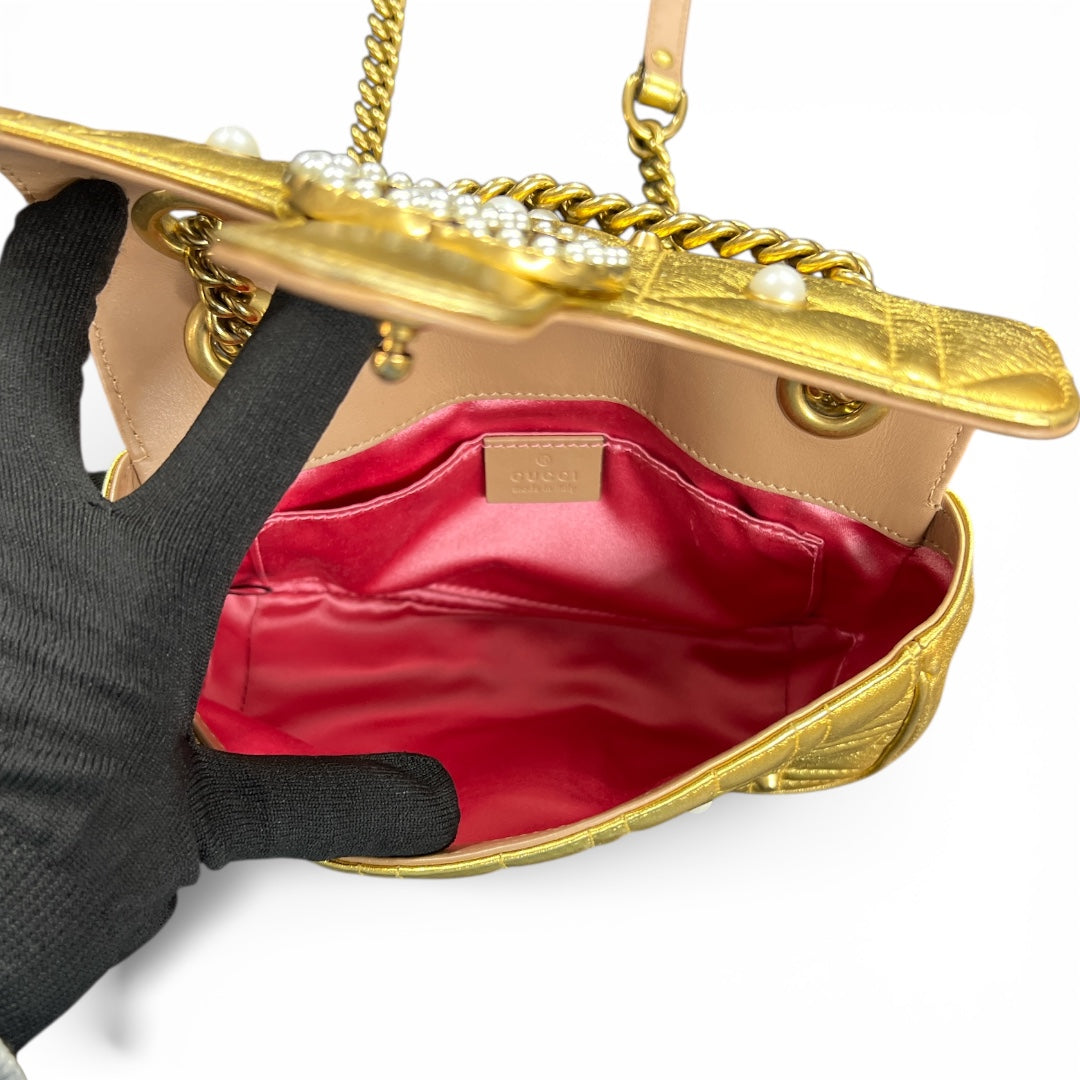 GUCCI GG Marmont Pearl × Leather Gu525