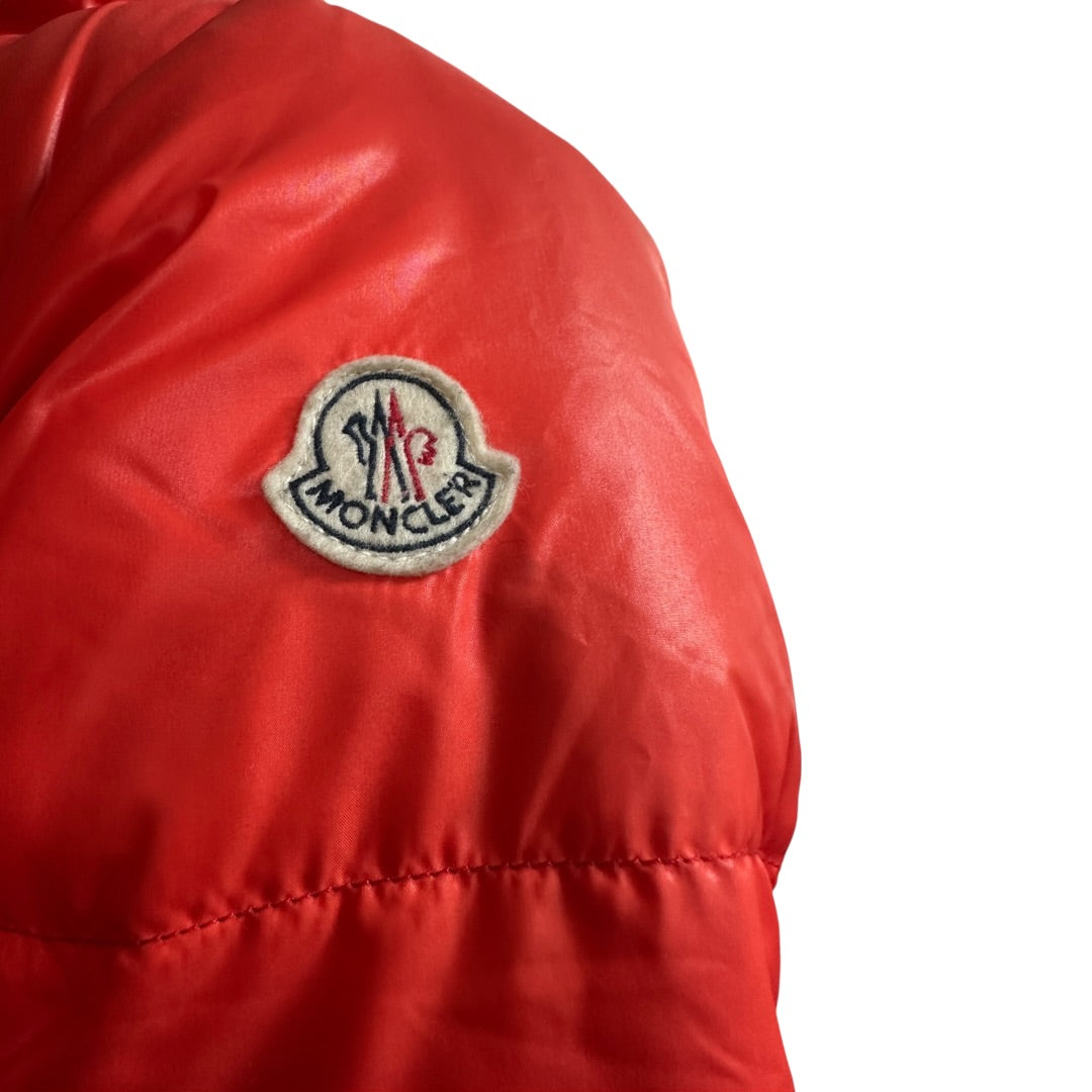 Authentic Moncler Red Puffer Jacket with Graphic Back Design MO249