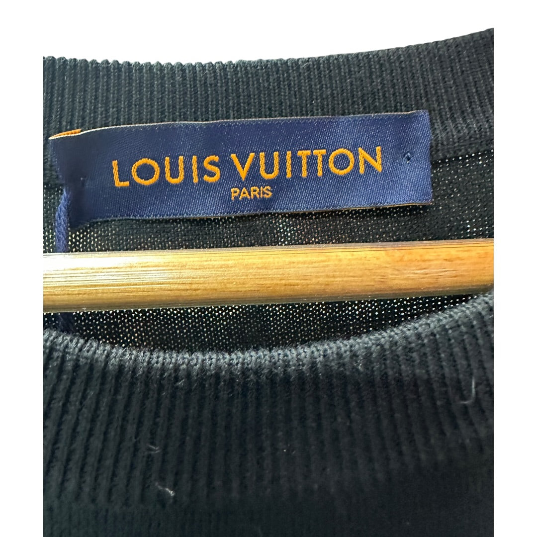 Authentic Louis Vuitton Black & Neon Green 1854 Logo Knit Top Tk49