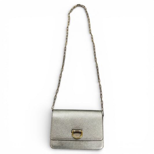 BURBERRY Silver Flap Shoulder Bag BU1015
