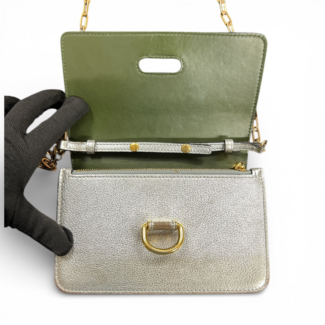 BURBERRY Silver Flap Shoulder Bag BU1015