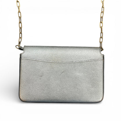 BURBERRY Silver Flap Shoulder Bag BU1015