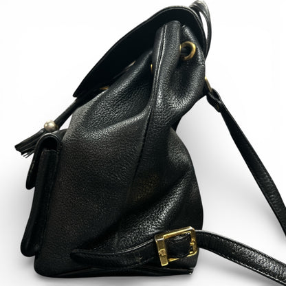 MCM Black Leather Backpack MC179