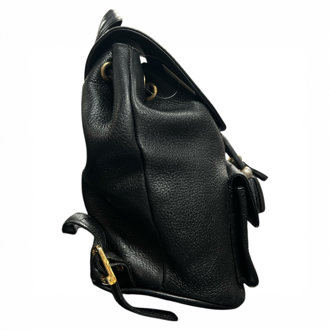 MCM Black Leather Backpack MC179