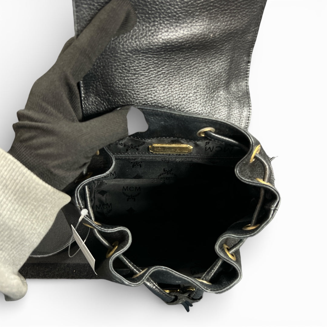 MCM Black Leather Backpack MC179