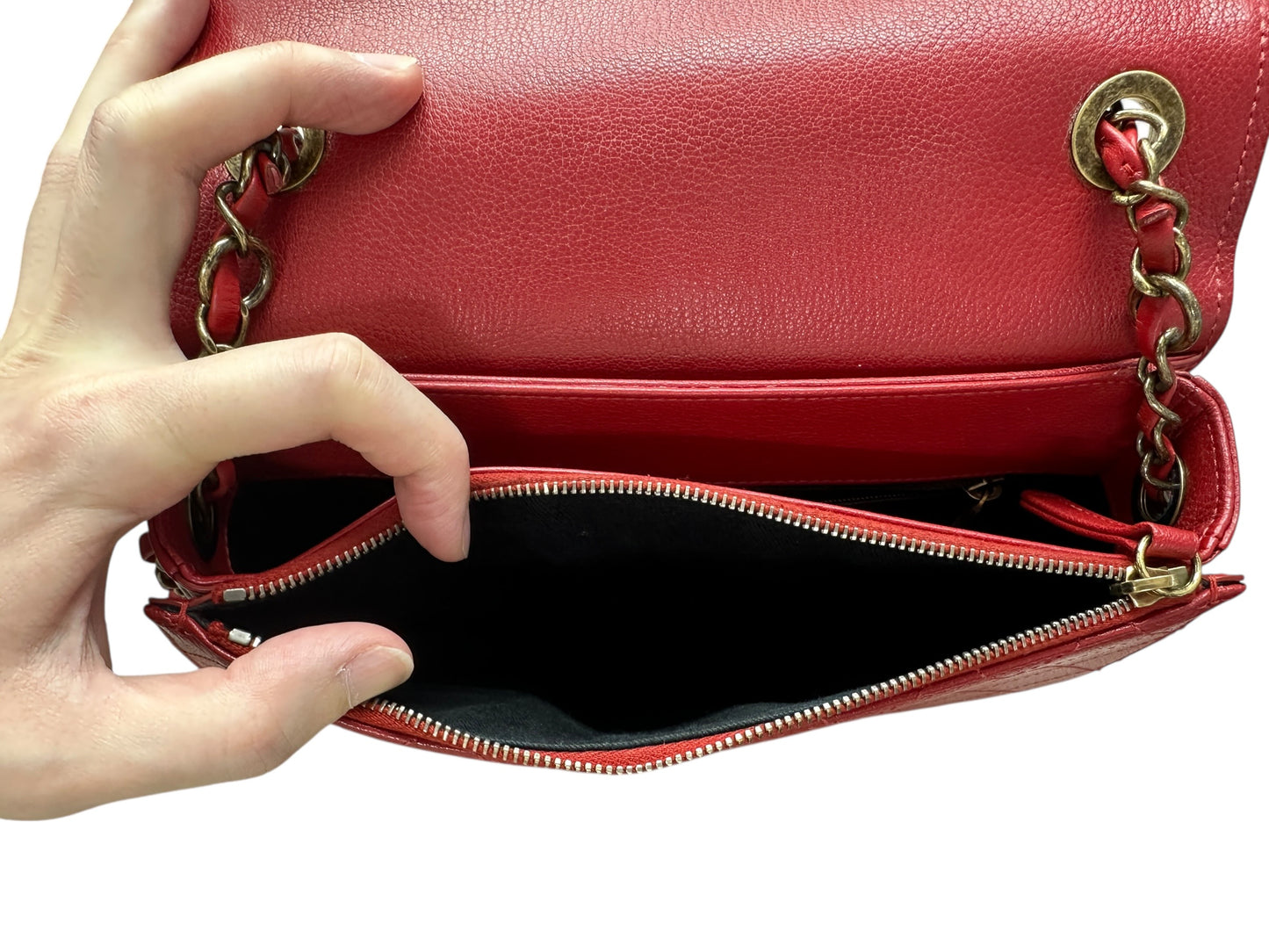 Chanel Top Handle Saddle Messenger Flap Bag Quilted Leather Red -CH1781