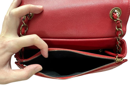 Chanel Top Handle Saddle Messenger Flap Bag Quilted Leather Red -CH1781