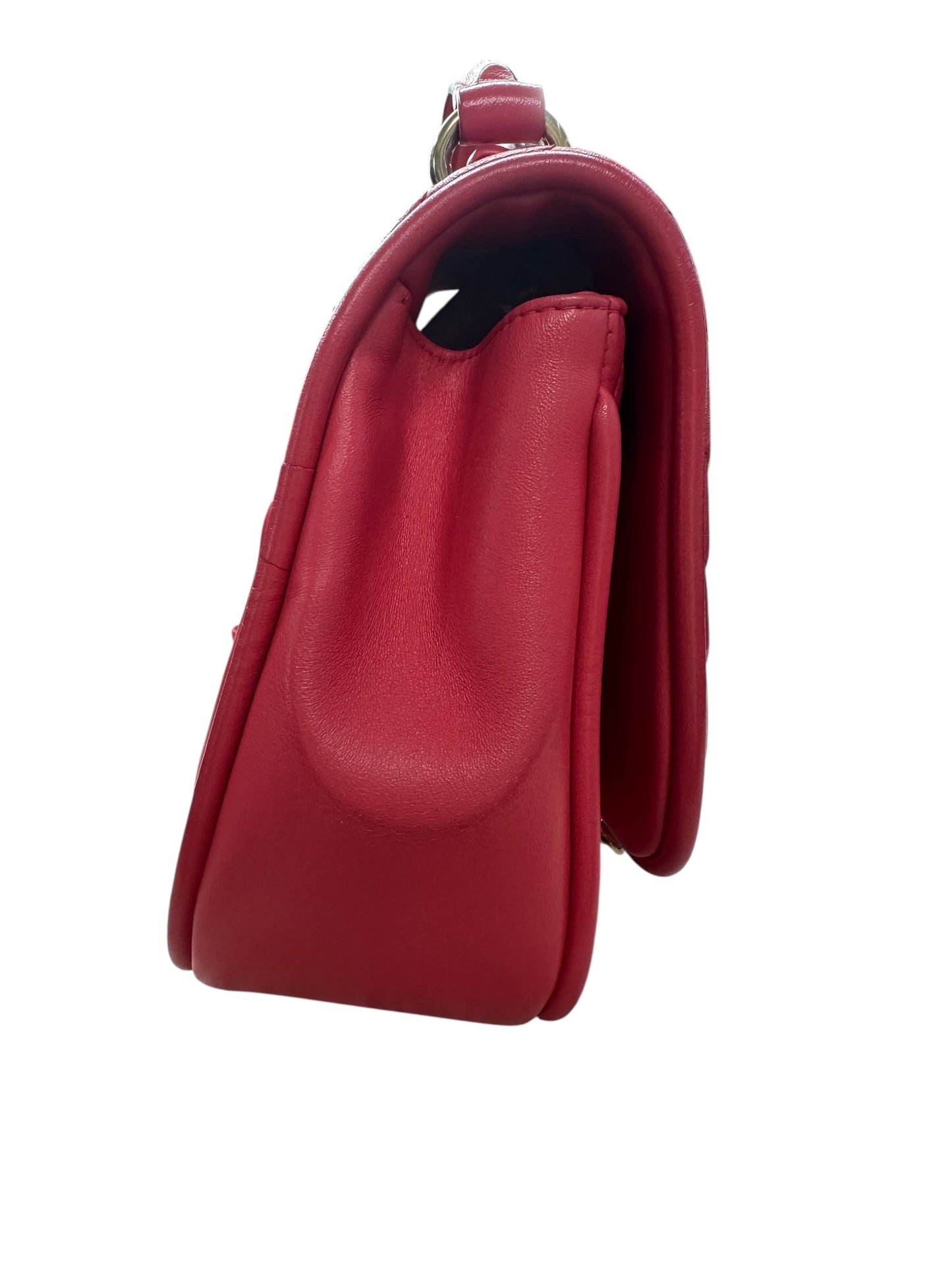 Chanel Chevron Top Handle Flap Bag Leather Pink -CH1936