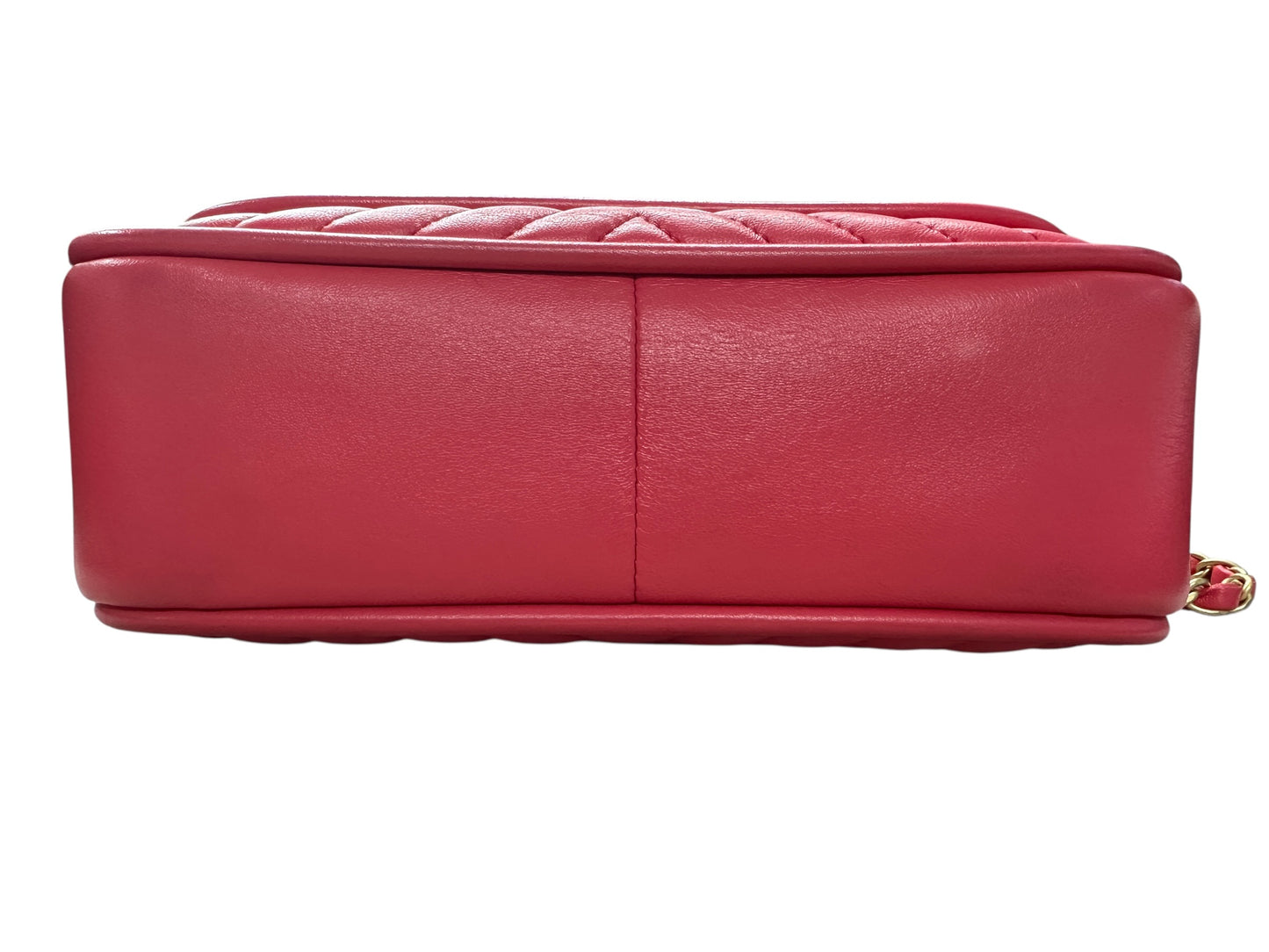 Chanel Chevron Top Handle Flap Bag Leather Pink -CH1936