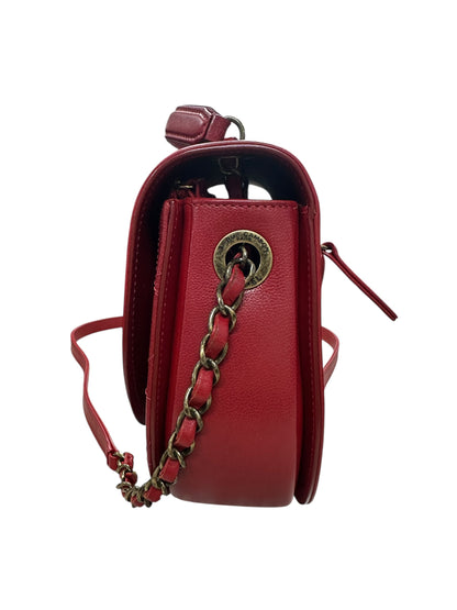 Chanel Top Handle Saddle Messenger Flap Bag Quilted Leather Red -CH1781