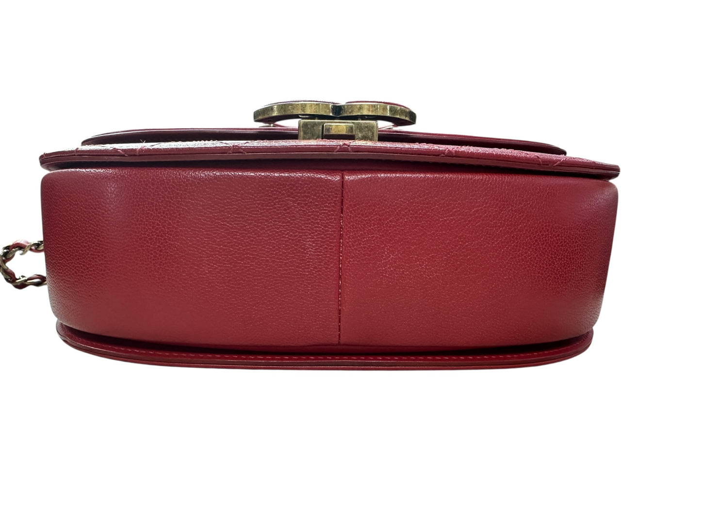 Chanel Top Handle Saddle Messenger Flap Bag Quilted Leather Red -CH1781