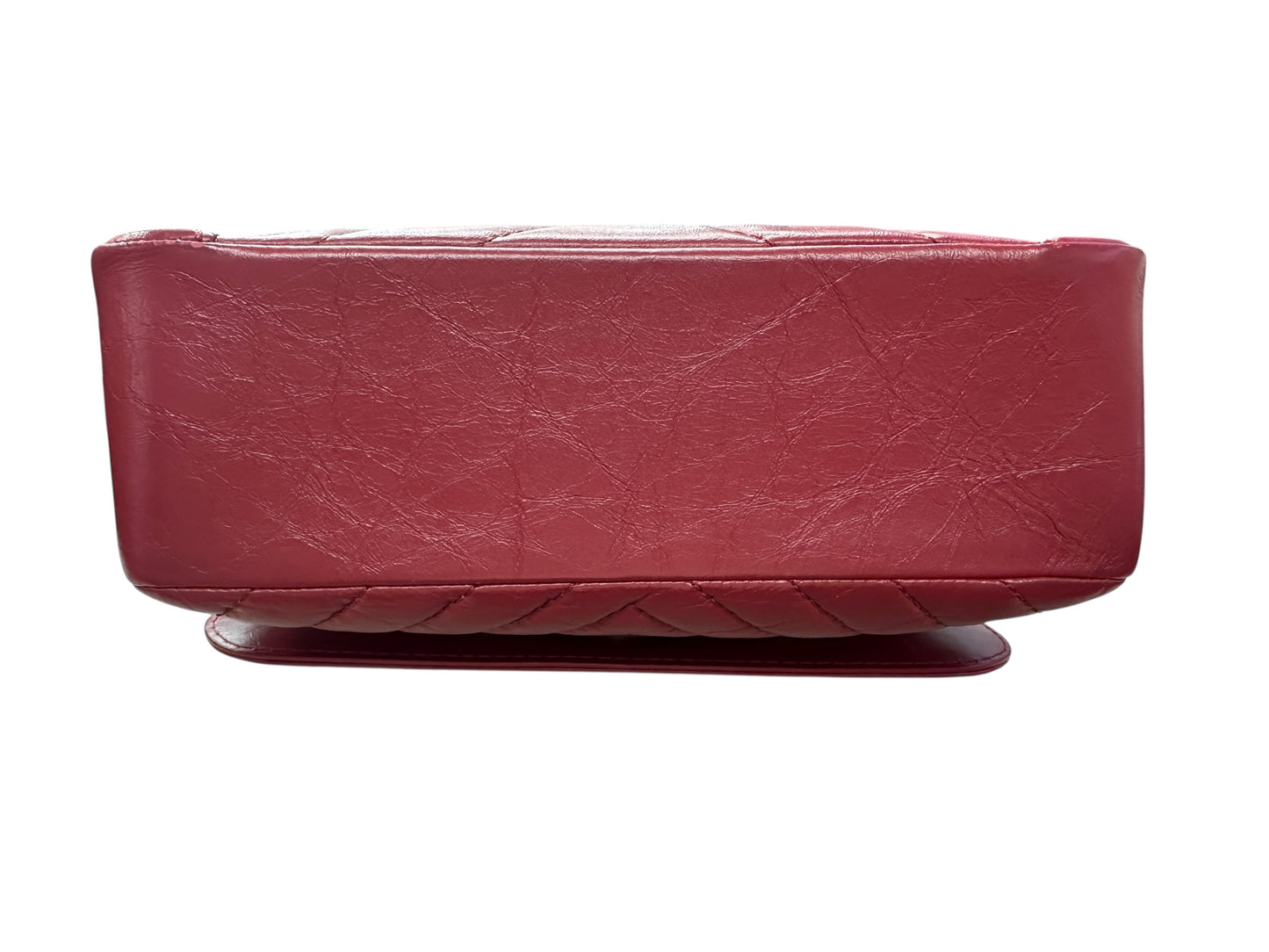 Chanel Chevron Top Handle Flap Bag Leather Red -CH1975