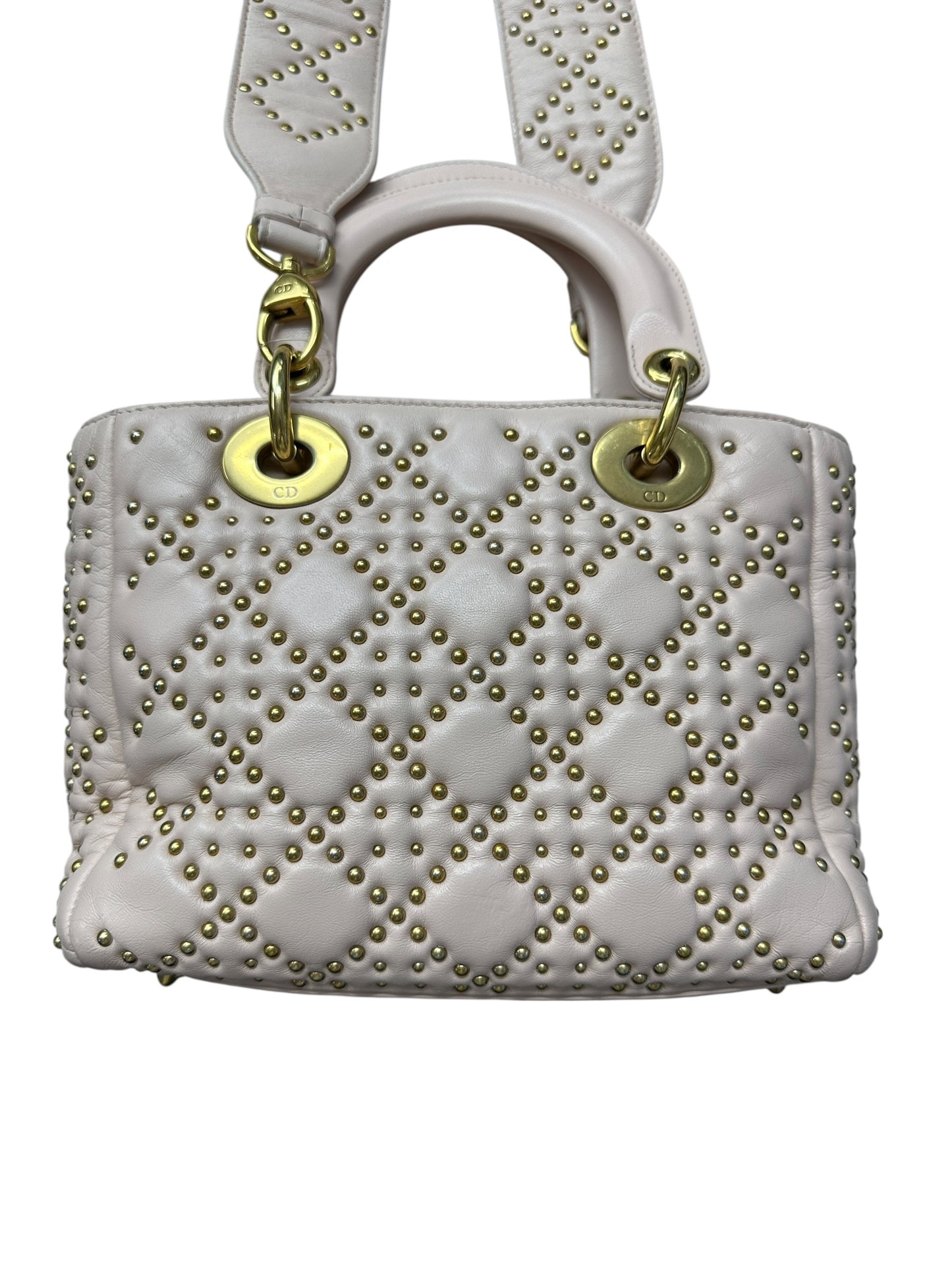 Christian Dior Lady Dior Studded Leather Handbag Pale Pink -CH1997