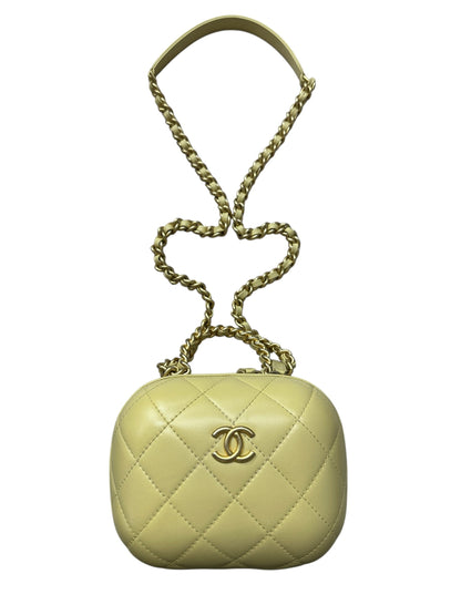 Chanel Small Vanity Case Chunky Chain Handle Quilted Lambskin Pale CH2000