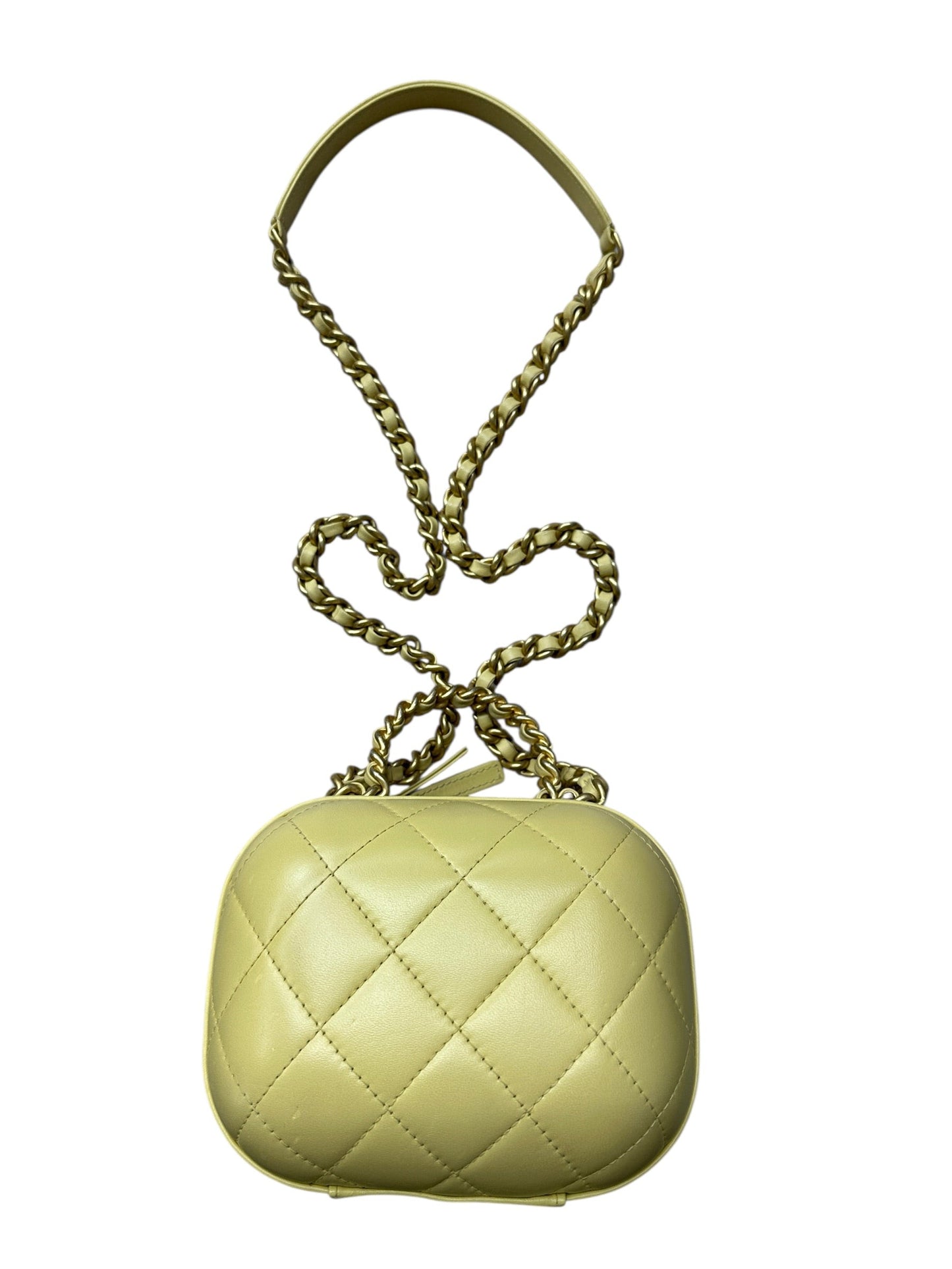 Chanel Small Vanity Case Chunky Chain Handle Quilted Lambskin Pale CH2000