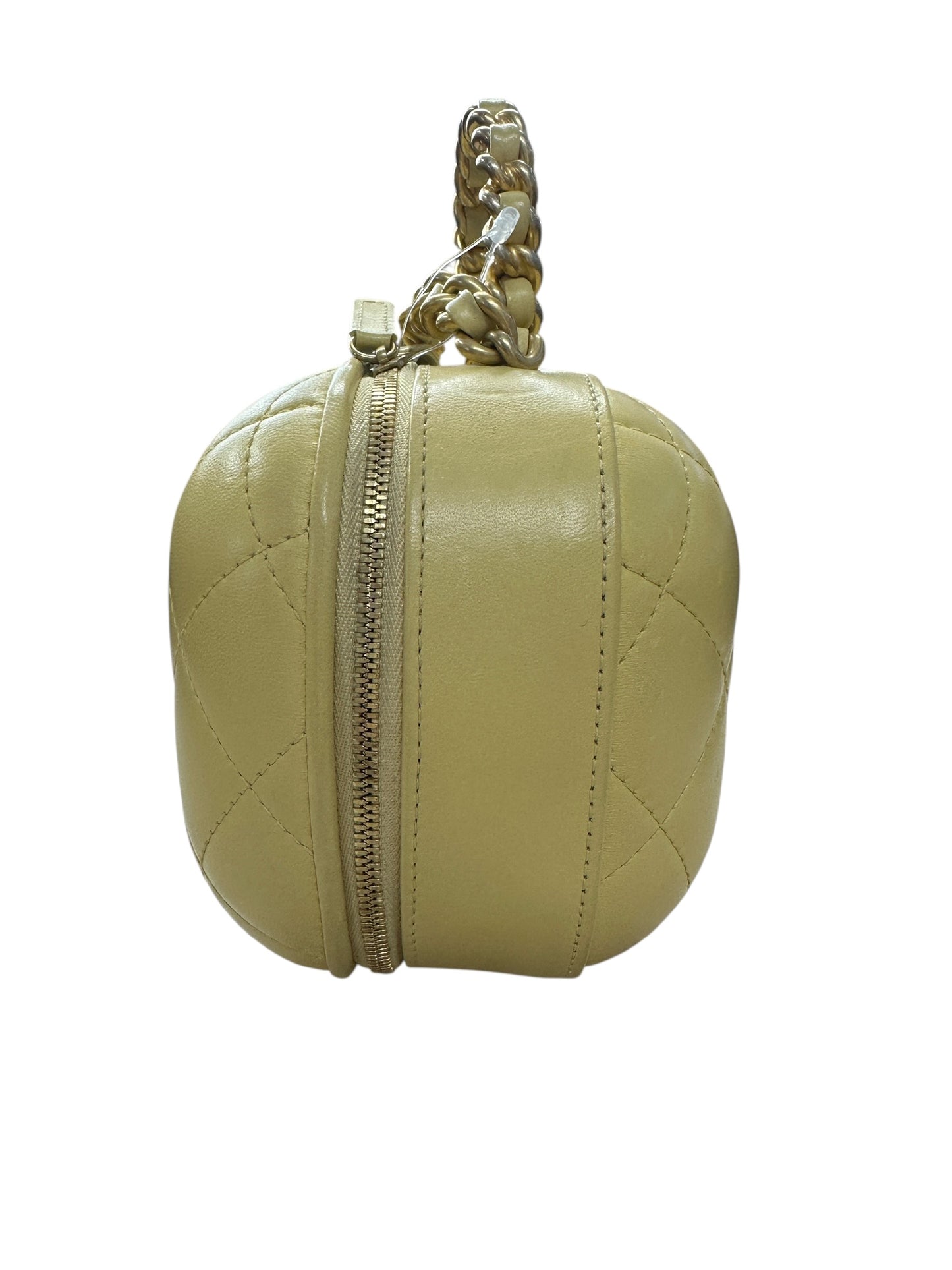 Chanel Small Vanity Case Chunky Chain Handle Quilted Lambskin Pale CH2000