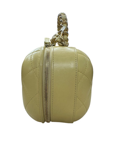 Chanel Small Vanity Case Chunky Chain Handle Quilted Lambskin Pale CH2000