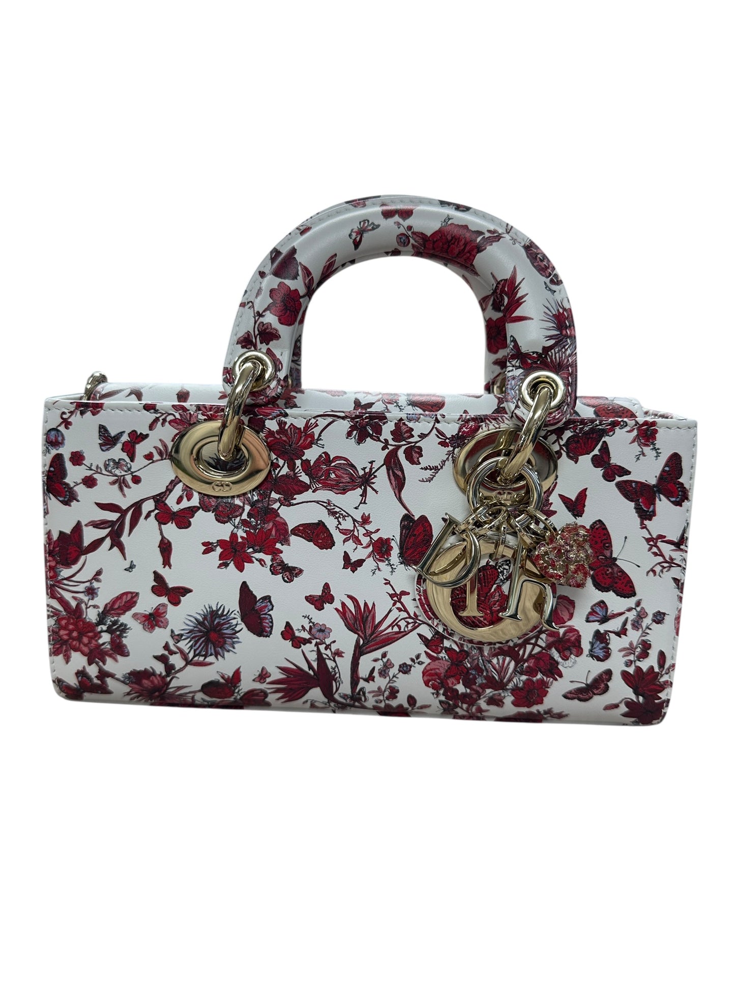 Christian Dior Lady D-Joy Leather Handbag Floral Butterfly Print -Ch2004