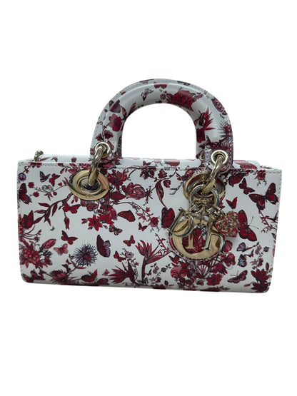 Christian Dior Lady D-Joy Leather Handbag Floral Butterfly Print -Ch2004