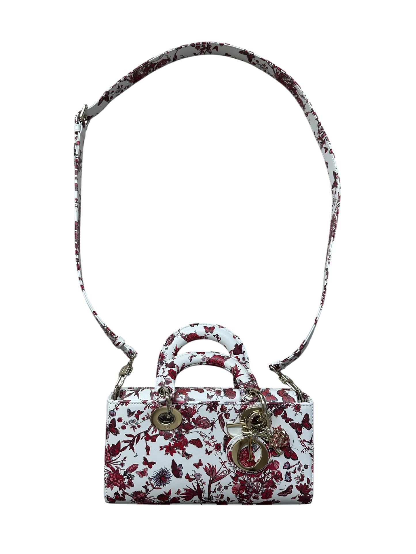 Christian Dior Lady D-Joy Leather Handbag Floral Butterfly Print -Ch2004