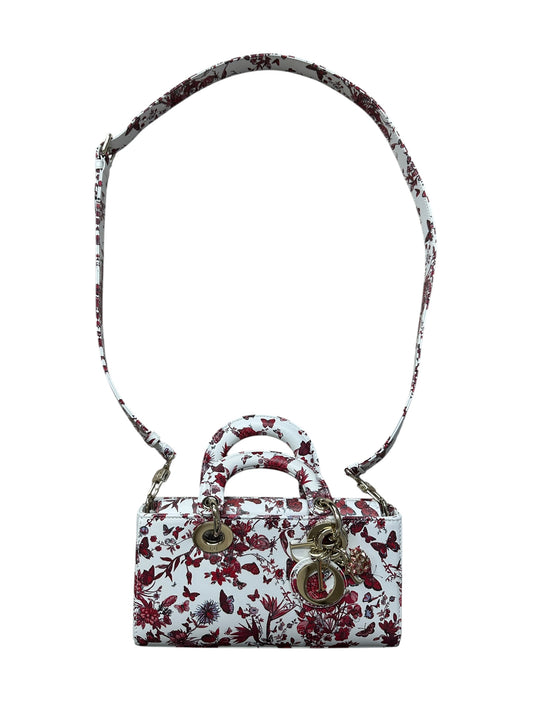 Christian Dior Lady D-Joy Leather Handbag Floral Butterfly Print -Ch2004