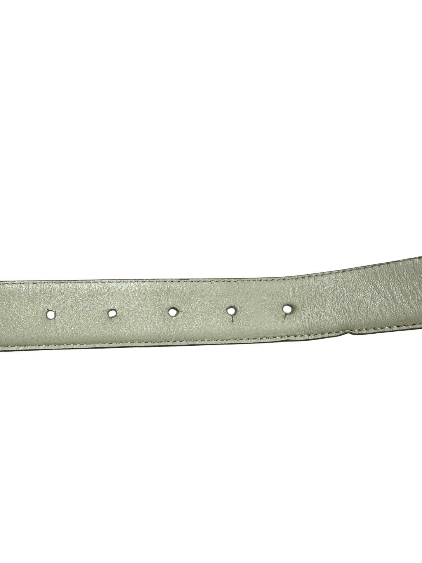 CHANEL CC Logo Buckle Calf Leather Belt Cream Gold Hardware CH2070