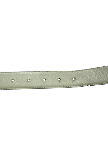 CHANEL CC Logo Buckle Calf Leather Belt Cream Gold Hardware CH2070
