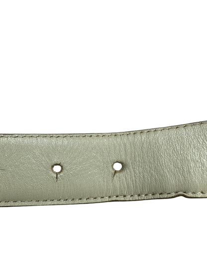 CHANEL CC Logo Buckle Calf Leather Belt Cream Gold Hardware CH2070