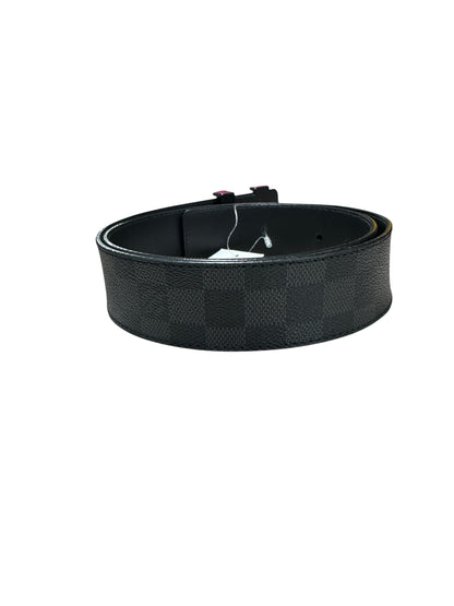 LOUIS VUITTON Damier Graphite Initiales Belt, Black with Black Hardware, LO2057