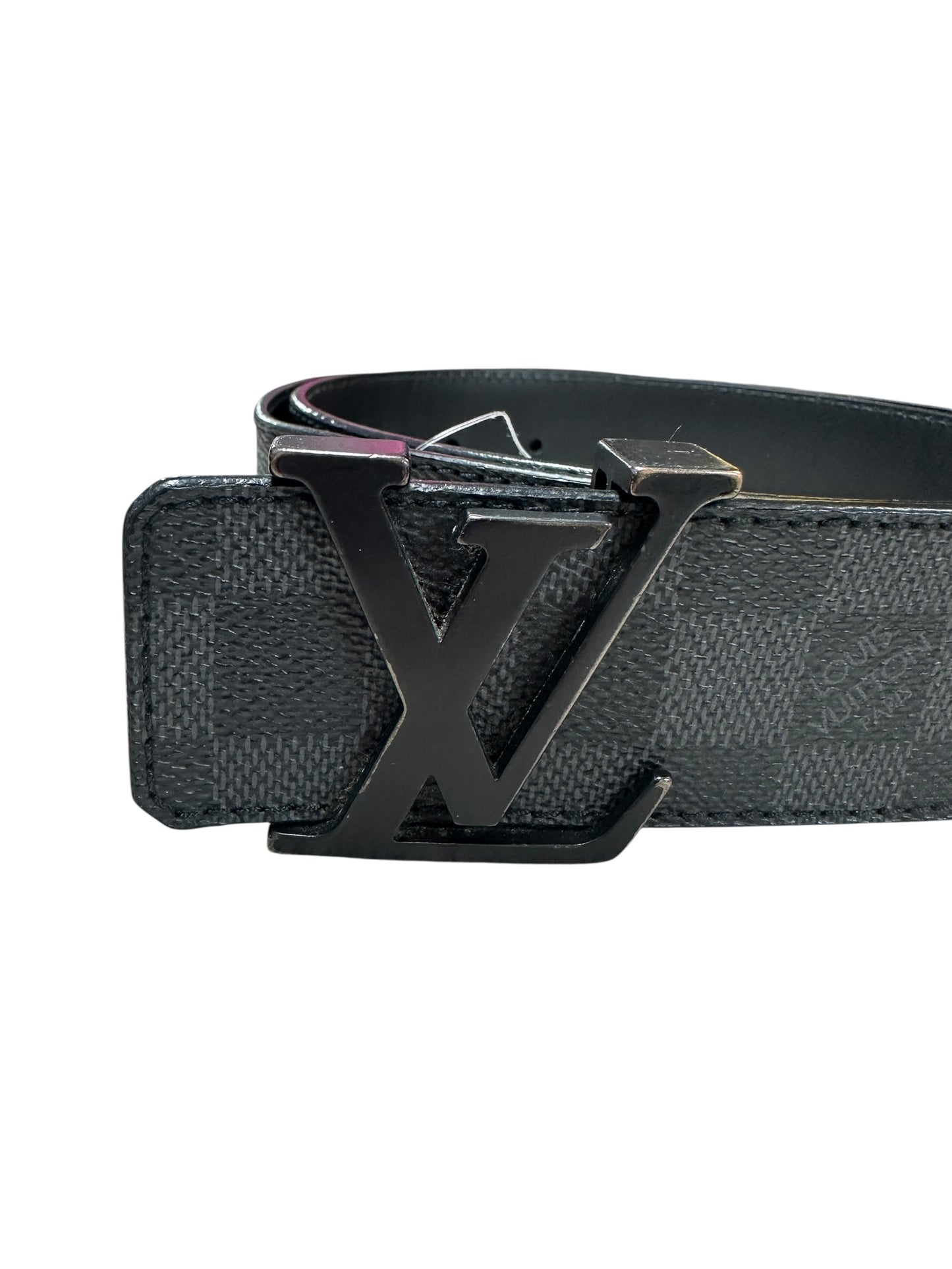 LOUIS VUITTON Damier Graphite Initiales Belt, Black with Black Hardware, LO2057