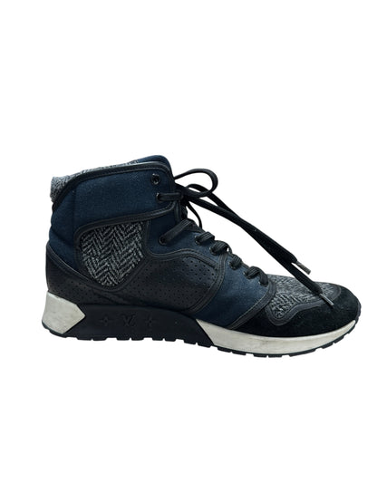 LOUIS VUITTON Mixed Materials Run Away Sneakers Navy Blue Silver Hardware LO1602
