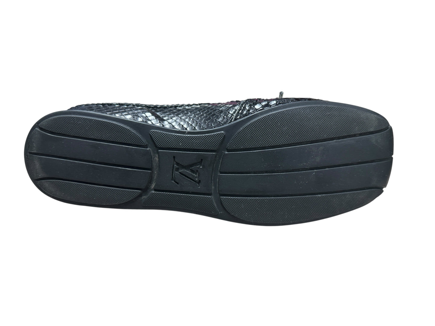 LOUIS VUITTON Monogram Denim LV Trainer Sneaker Black Silver Hardware LO2012
