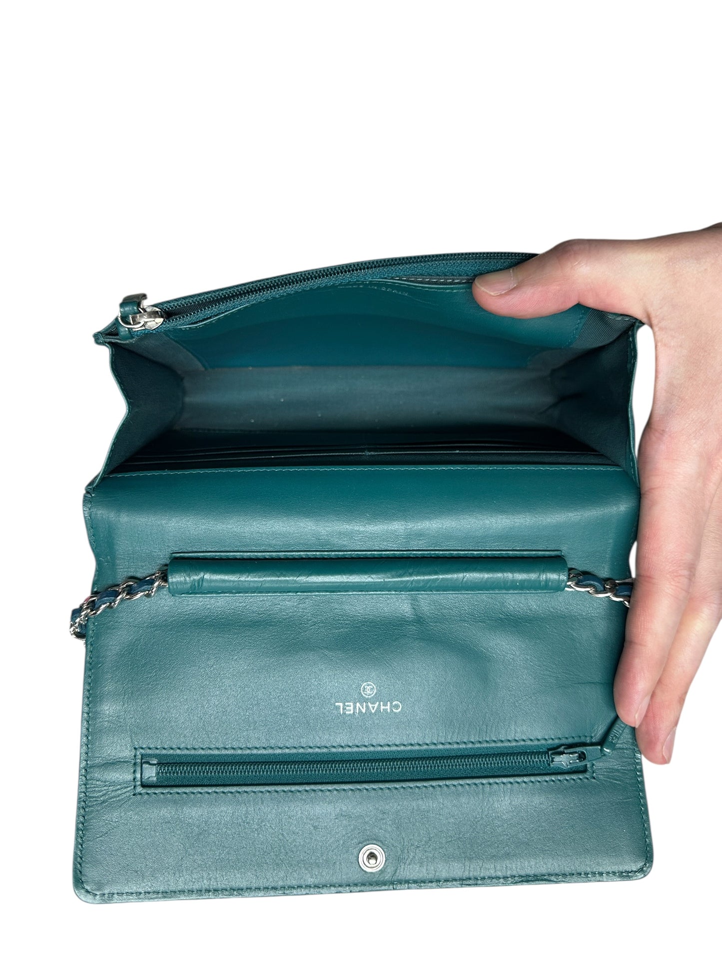 Chanel Timeless CC Caviar Leather Wallet on Chain WOC Teal -CH2099