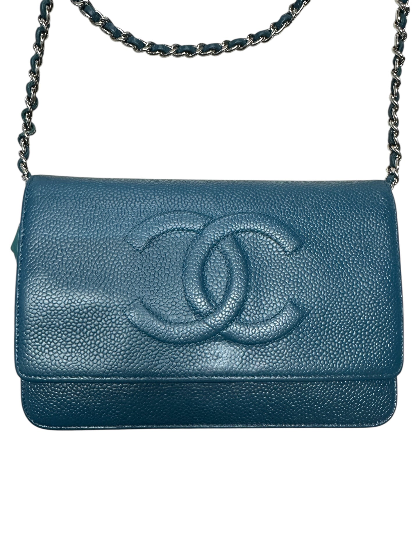 Chanel Timeless CC Caviar Leather Wallet on Chain WOC Teal -CH2099