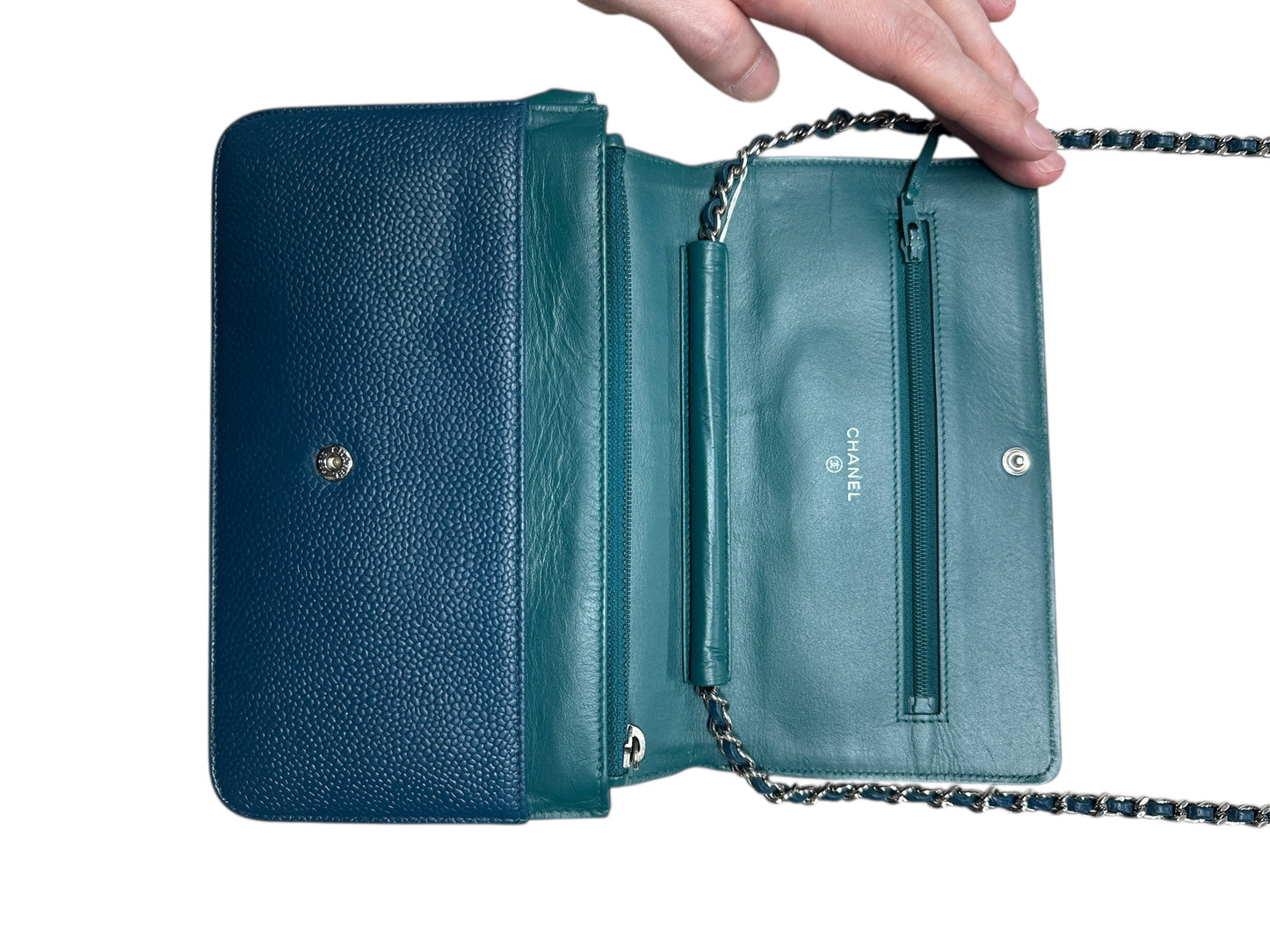 Chanel Timeless CC Caviar Leather Wallet on Chain WOC Teal -CH2099