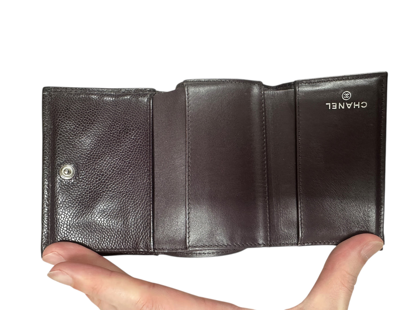 Chanel Boy Compact Tri-fold Wallet Caviar Leather Black -CH2101