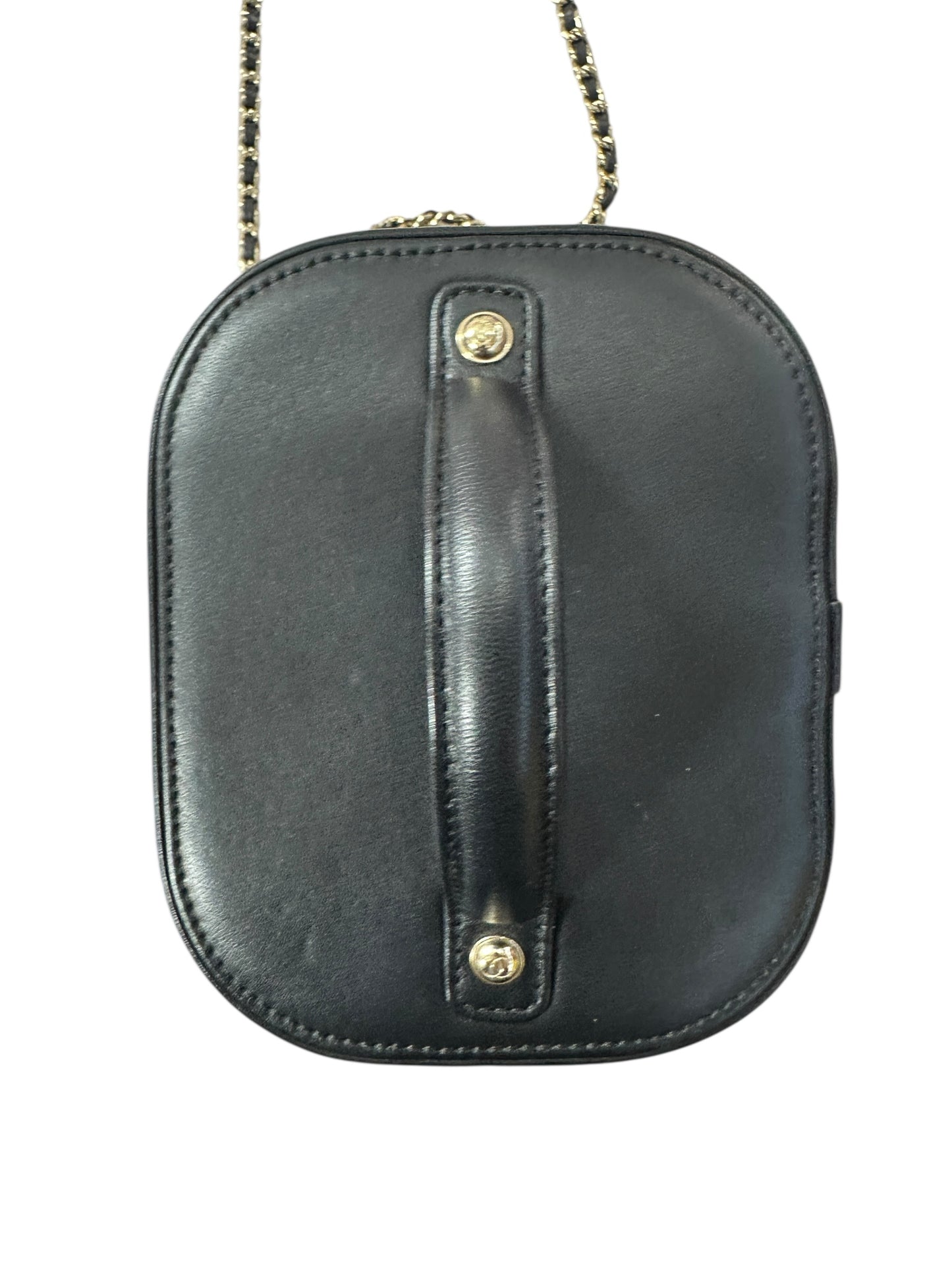 Chanel Filigree Vanity Case Leather Bag Black Gold Hardware -CH2097