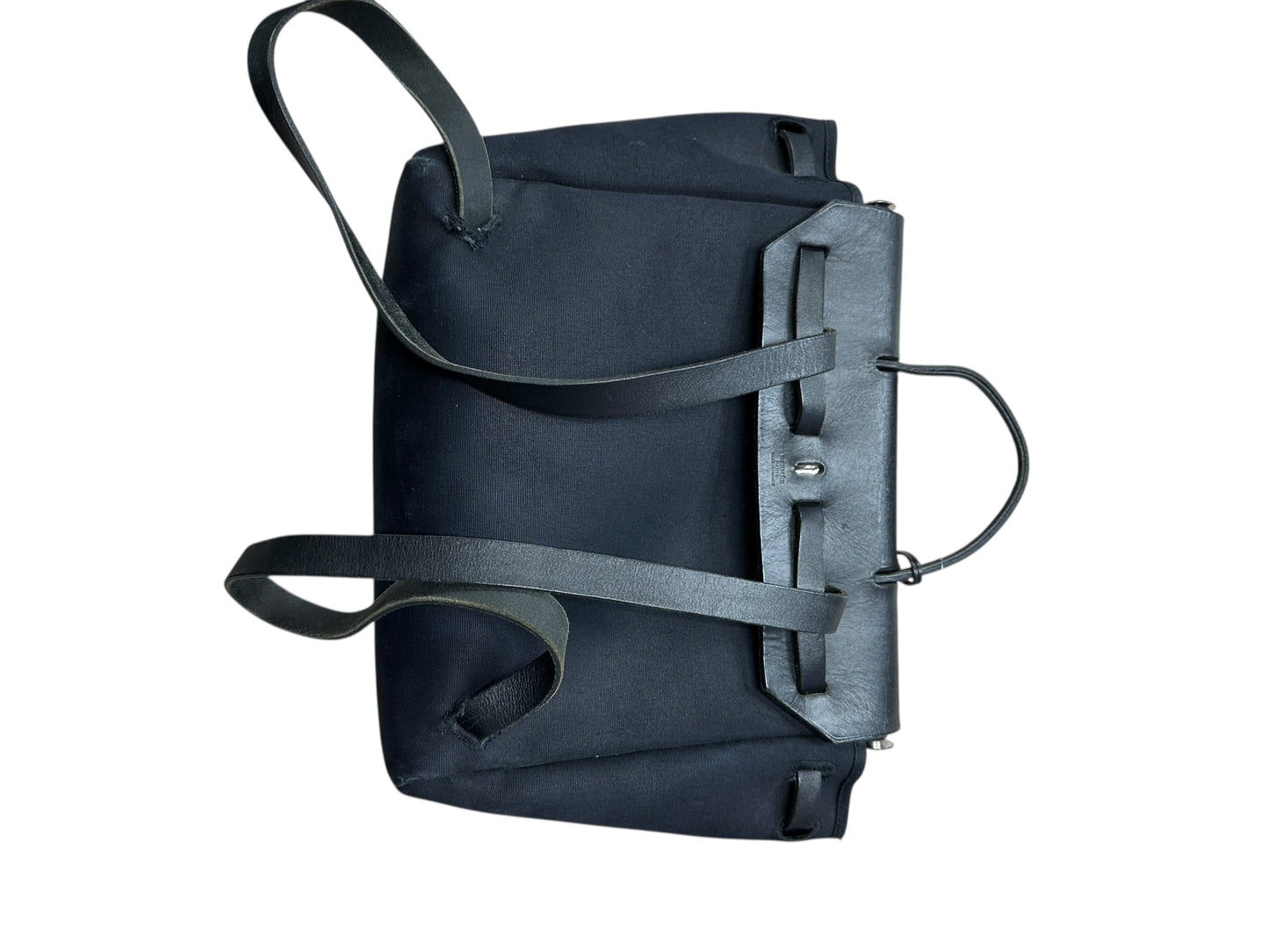 HERMES Herbag Black Canvas and Leather Shoulder Bag Silver Hardware HE338