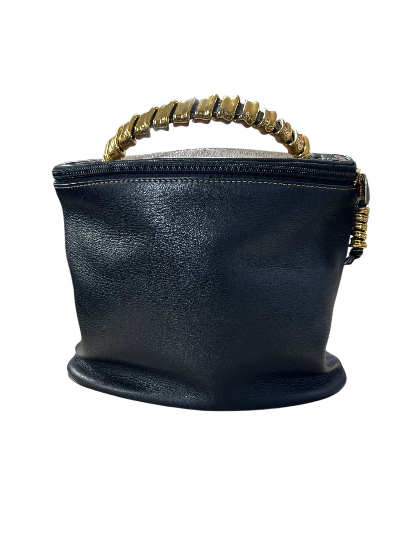 LOEWE Soft Grained Leather Puzzle Handbag Black Gold Hardware LO2094