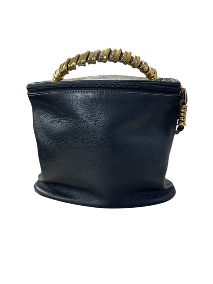 LOEWE Soft Grained Leather Puzzle Handbag Black Gold Hardware LO2094